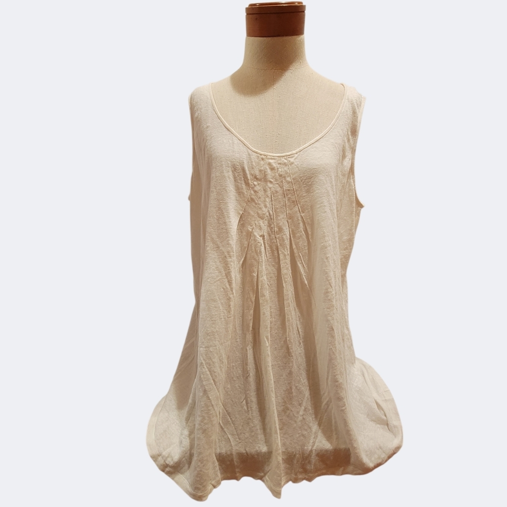 Eileen Fisher Woman Tank Top Cream Linen Plus size 2x Pleated Flowy
